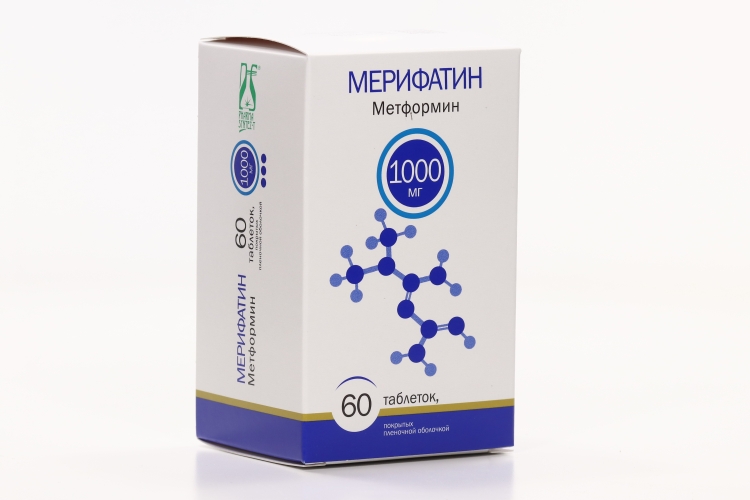 Метформин Мерифатин табл п о пленочн 1000 мг x60