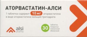 Аторвастатин-Алси табл п о пленочн 10 мг x30