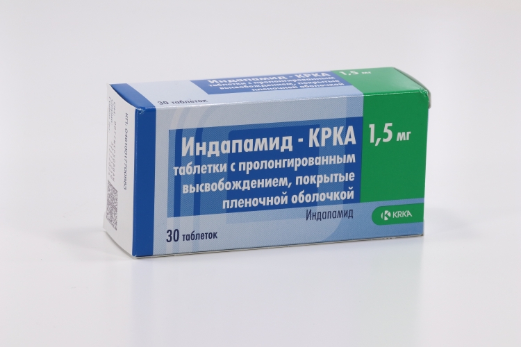 Индапамид-КРКА табл с пролонг высвоб п о пленоч 1.5 мг x30