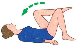 Исх. позиция: лежа, ноги согнуты. Поочередное подтягивание согнутых ног к животу